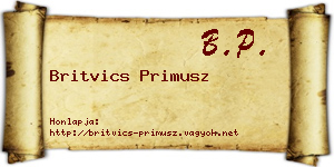 Britvics Primusz névjegykártya